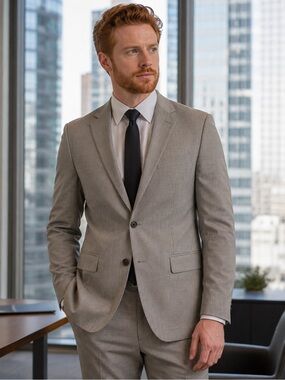 Savane Sport Coat Blazer Men’s 42L Gray 2 Button Classic Suit Jacket Long